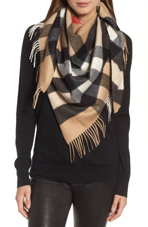 burberry fringed check wool scarf|Burberry Check cashmere scarf sale.